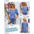 thumbnail image 7 of ZXSXSY Women's Scoop Neck Short Sleeve Elastic Cuff Solid Color Top, 7 of 7