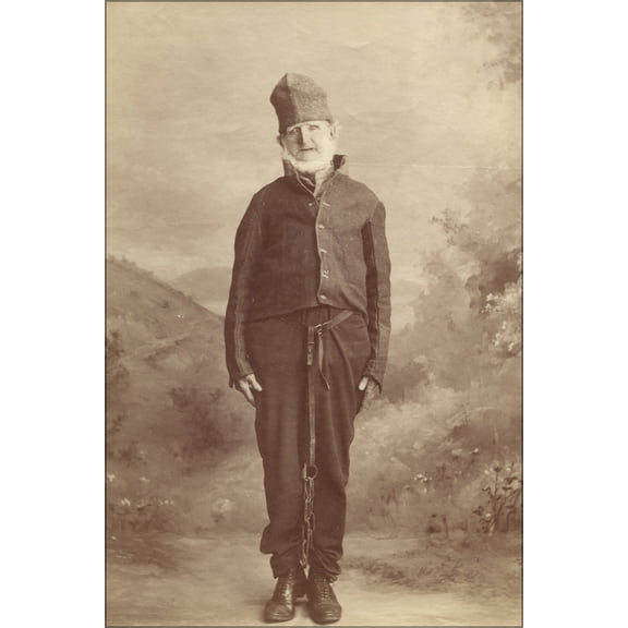 24"x36" Gallery Poster, old William Thompson in convict uniform and leg irons 1900s