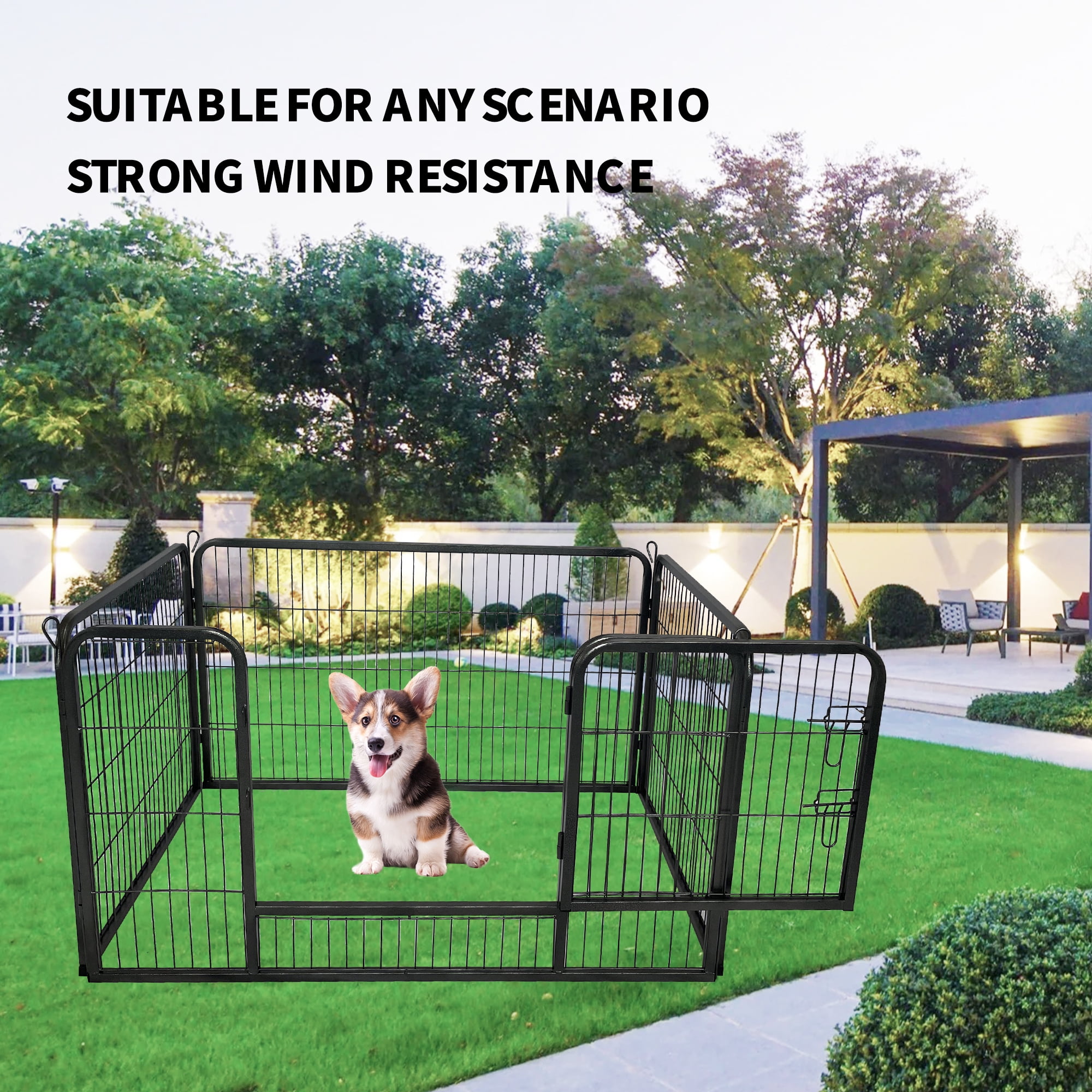Pefilos 27" Pet Playpen with Door for Small Medium Dogs, Foldable 4-Panel Dog Playpen, Puppy Playpen, Rust-Free, Gray Pefilos 27" Pet Playpen with Door for Small Medium Dogs, Foldable 4-Panel Dog Playpen, Puppy Playpen, Rust-Free, Gray