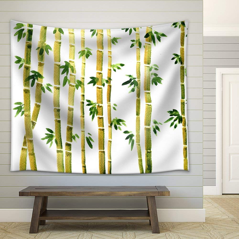 Wall26 Illustration watercolor bamboo grove, fresh bamboo stalks, green