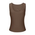 thumbnail image 4 of Plus Size Tank Tops for Women Sleeveless Solid Color U-neck Slim Threaded Top Brown XL, 4 of 6