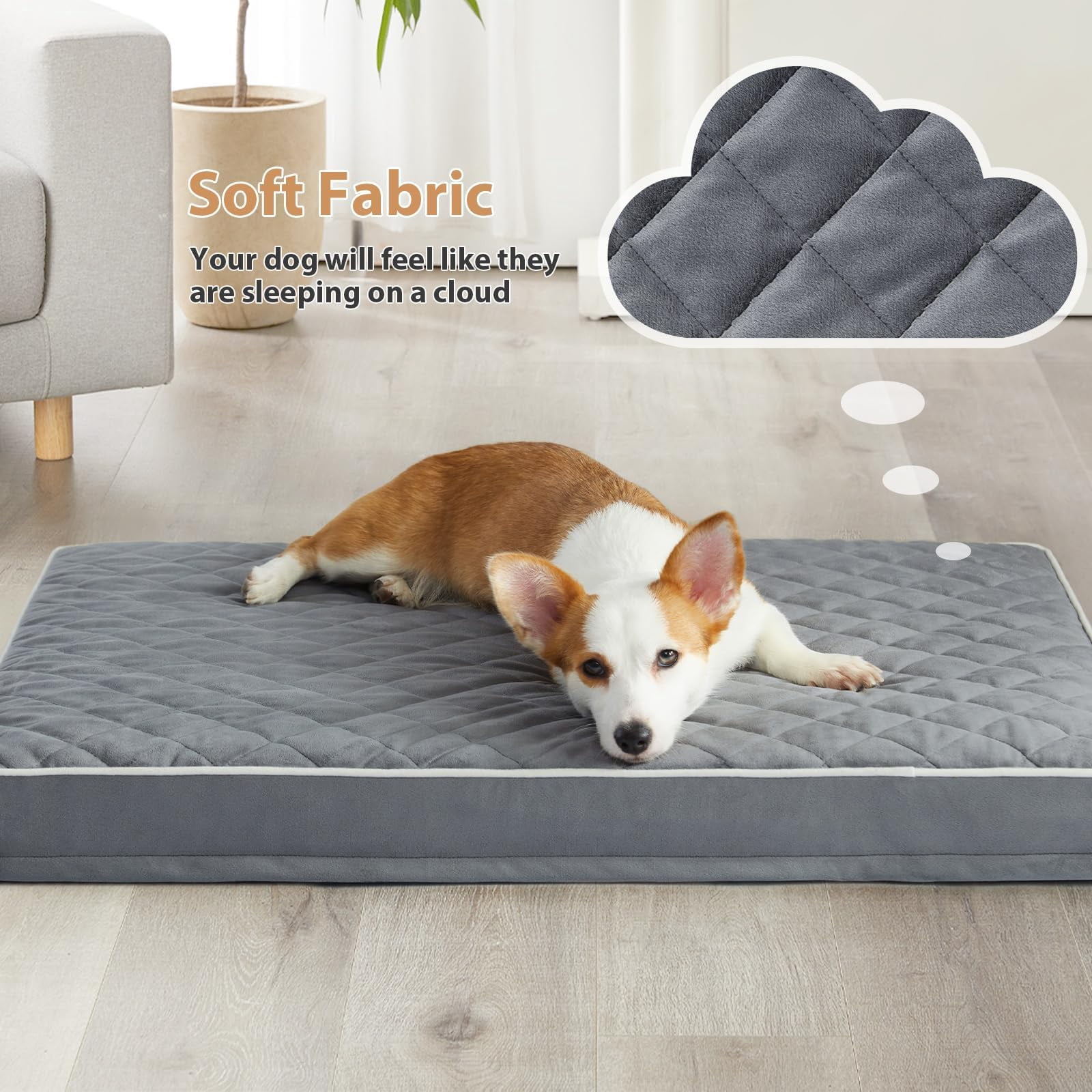 Dog Bed Medium Size  Waterproof Dogs With Removable Washable Cover Multi-needle Quilting Crate