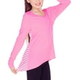 thumbnail image 2 of Kavio! Girls 7-16 Contrast Mini Striped Back High Low Long Sleeves Striped Heather/Navy M, 2 of 3