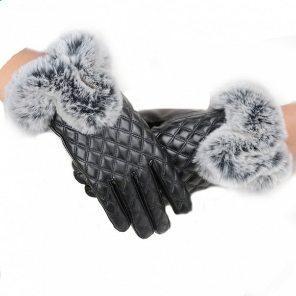 Jinsinto Ladies Leather Gloves Rabbit Gloves Mittens Women Driving Gloves Soft Comfor