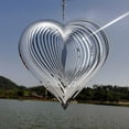 thumbnail image 6 of Valentines Stainless Steel Silent Metal Heart-Shaped Wind Chime Hanging Decor Silvery Spinning Outdoor Indoor Garden Patio Home Romantic Gift Decoration, HAODEJW, Silver, 6 of 8