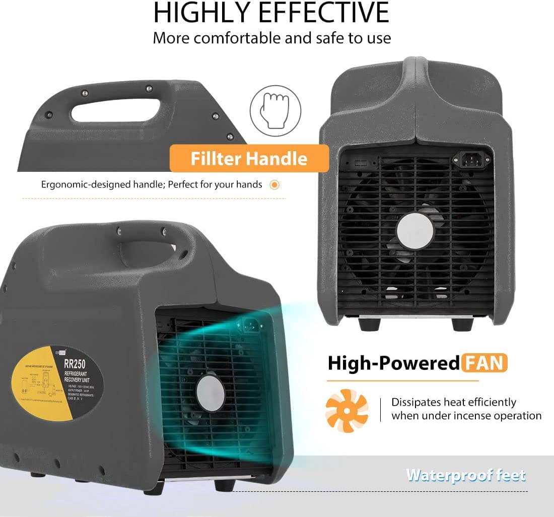 SPECSTAR 110-120V AC 60Hz 3/4HP Single Cylinder Portable Refrigerant Recovery Machine, Grey