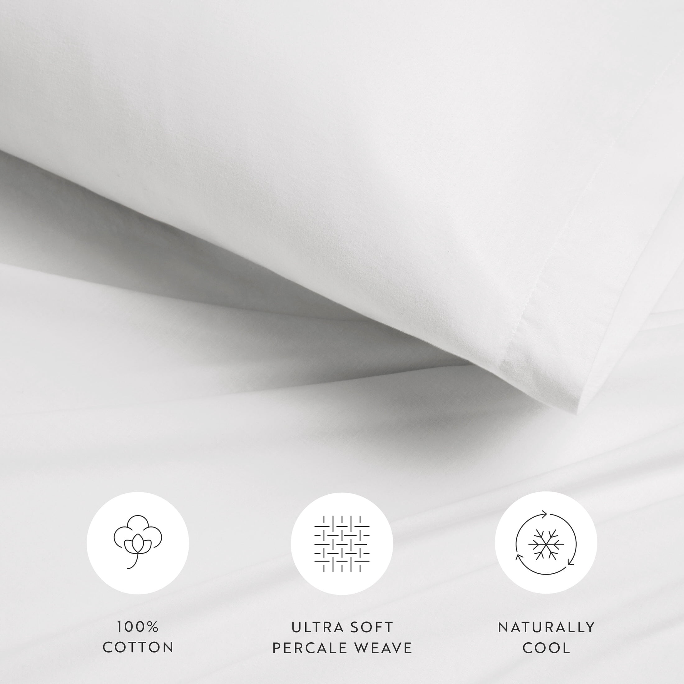 Noble Linens 4 Piece 100% Cotton Percale Sheet Set in White, Full