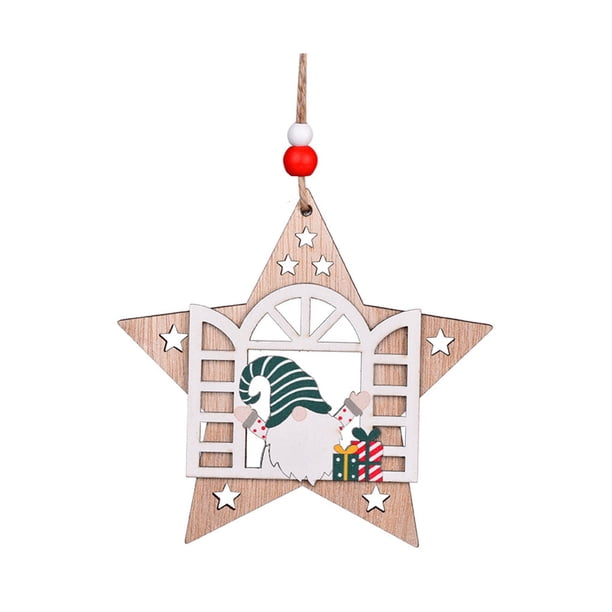 Billuyoard Decoración del árbol de Navidad Suministros de vacaciones Accesorios para el hogar Colgador de puerta Adornos de Navidad Artesanía Kits de decoración para fiestas Forma de estrella Billuyoard HA069469-01