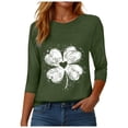 thumbnail image 6 of felwors Saint Patricks Day for Women Lucky Shamrock 3/4 Sleeve Shirt Funny Irish Graphic Tee Spring Party Tops (Army Green, S), 6 of 8
