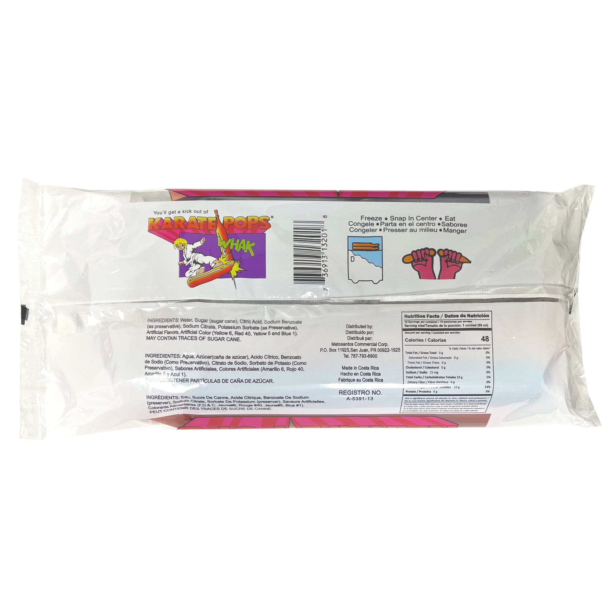 Karate Pops Fruit Flavored Ice Pops, 3.0 fl oz, 10 Count