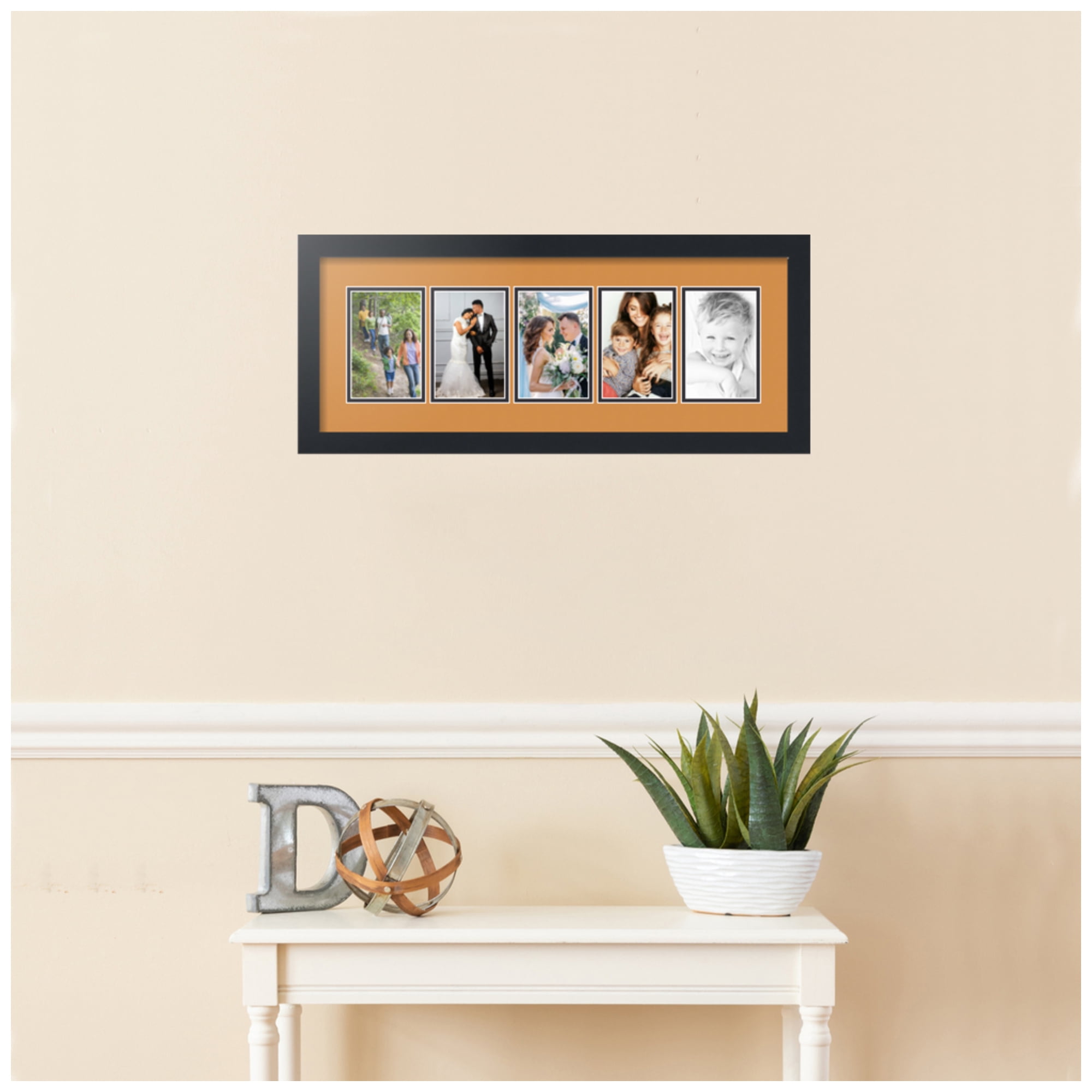 ArtToFrames Collage Photo Picture Frame with 5 - 3.75x5.75" Openings, Framed in Black with Amber and Black Mats (CDM-3926-1183)