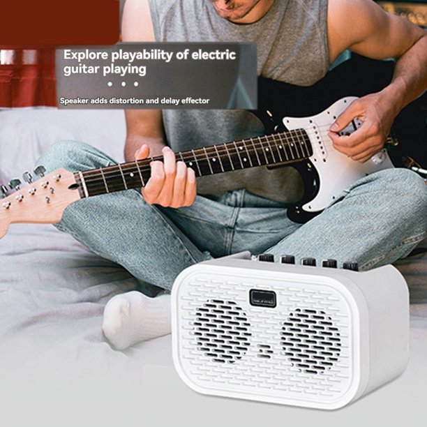 Mini Amplificador de Guitarra Acústica Eléctrica con Altavoz Bluetooth Portátil con Efectos de Distorsión y Retardo de 10 W