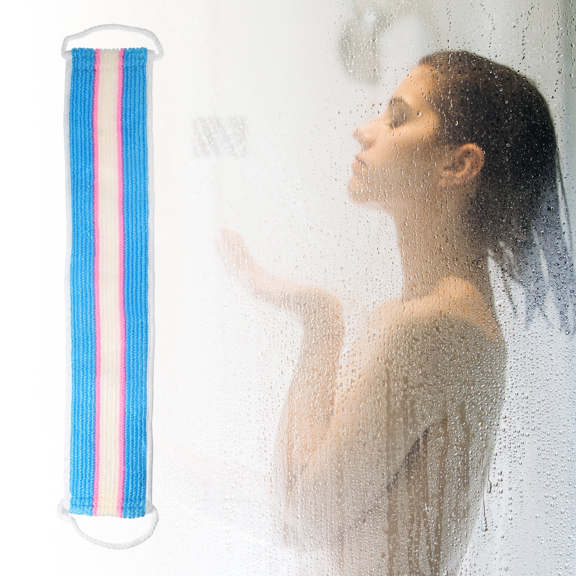 Unique Bargains Elasticity Body Scrub Towel Body Scrubber 21.06"x4.13" Blue