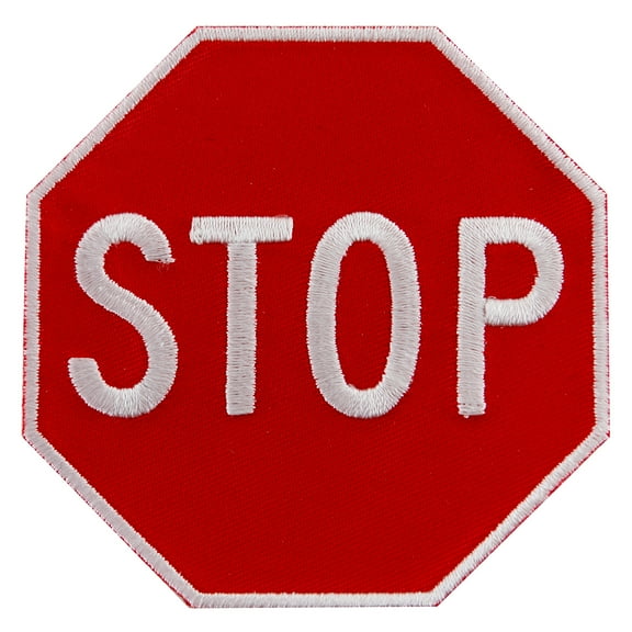 Stop Sign Embroidered Iron-On Patch