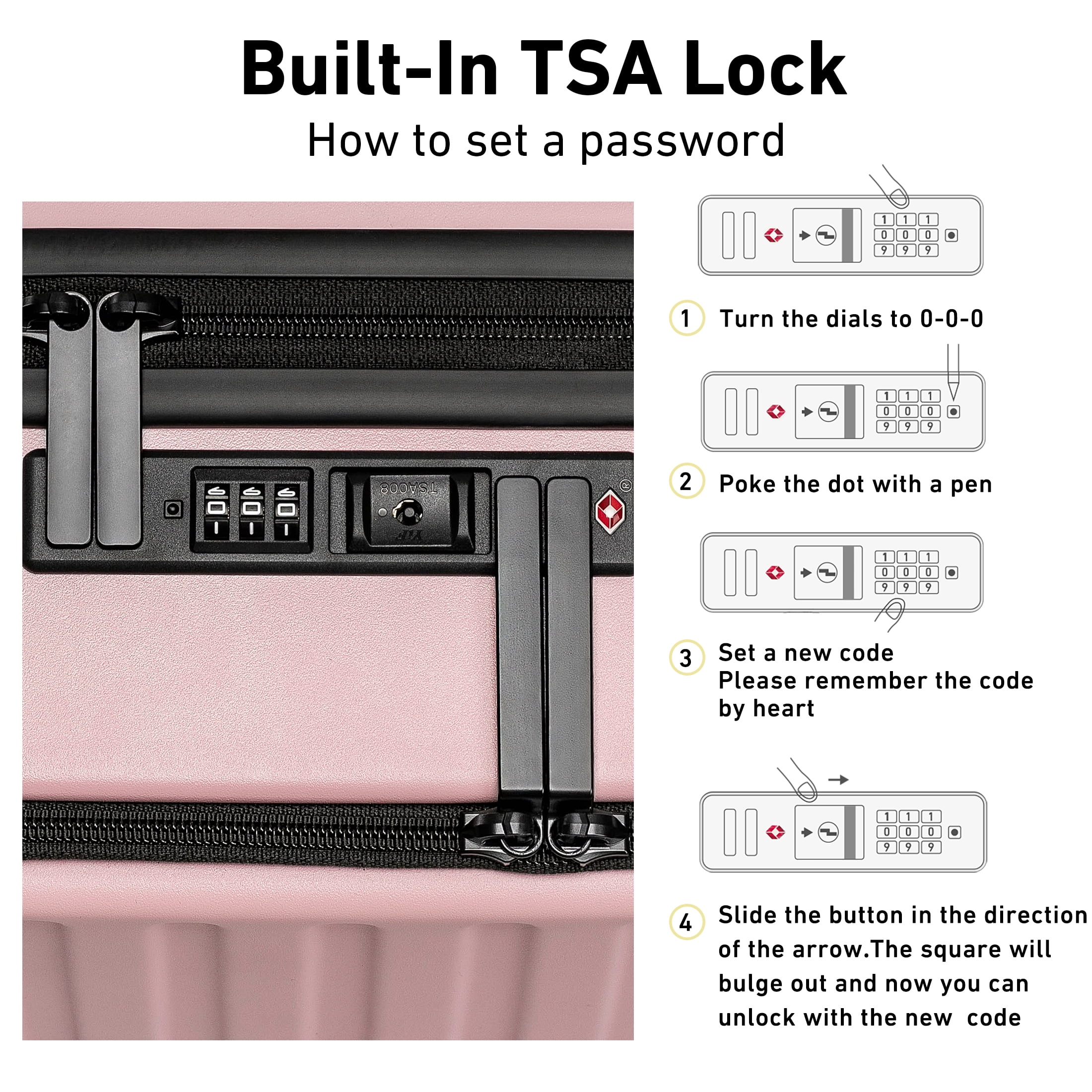3 Piece Luggage Sets,Front Open Hard Shell 100% PC Suitcase With Double Spinner Wheels & TSA Lock