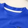 thumbnail image 5 of Toddler Baby Boy Summer Clothes Set Solid Blue Waffle Knit Short Sleeve T-Shirt and Matching Shorts Casual Summer Outfits Cotton Clothing Sets Size1-7Y, 5 of 6