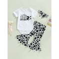 thumbnail image 2 of Bagilaanoe 3pcs Newborn Baby Girl Long Pants Set Letter Print Long Sleeve Romper Tops + Trousers + Headband 6M 12M 18M 24M Infant Casual Outfits, 2 of 9