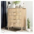 thumbnail image 5 of Fluted 5 Drawers Dresser for Bedroom, Tall Chest of Drawers with Thick Plank Styling & Solid Wood Legs, Wooden Skinny Storage Dresser Organizer for Bedroom, Living Room, Hallway, Entryway, 5 of 6