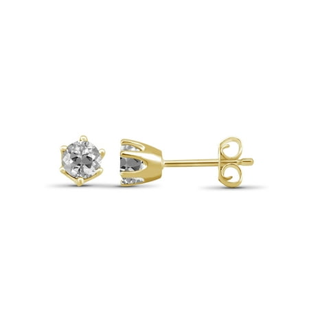 1 1/4 Carat T.G.W. White Topaz 14kt Gold Over Silver Stud Earrings