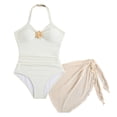 thumbnail image 6 of newwalpole Girls Swimsuit One Piece Teens Adjustable Straps Halter Cut Out Swimming Bathing Suits with Mesh Cover Up Skirts White for Size 13-14 Years, 6 of 6