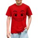 thumbnail image 1 of Blusas y camisas de manga corta con cuello redondo para niños y niñas, color liso, con estampado de expresión linda, manga corta, holgadas y cómodas, blusa para niña, 1 of 6