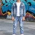 thumbnail image 5 of CPNG Girls Ripped Denim Pants Straight Wide Leg Elastic Waist Distressed Denim Trousers Fashionable Casual Ripped Jeans, 5 of 8