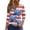 White #102, variant on Womens 250th Anniversary USA Shirts 3/4 Sleeve Tshirts Casual USA Flag Print Tops 4th of July Celebration Party Pullover Independence Day Patriotic V Neck 1776-2026 Blouses White 2XL