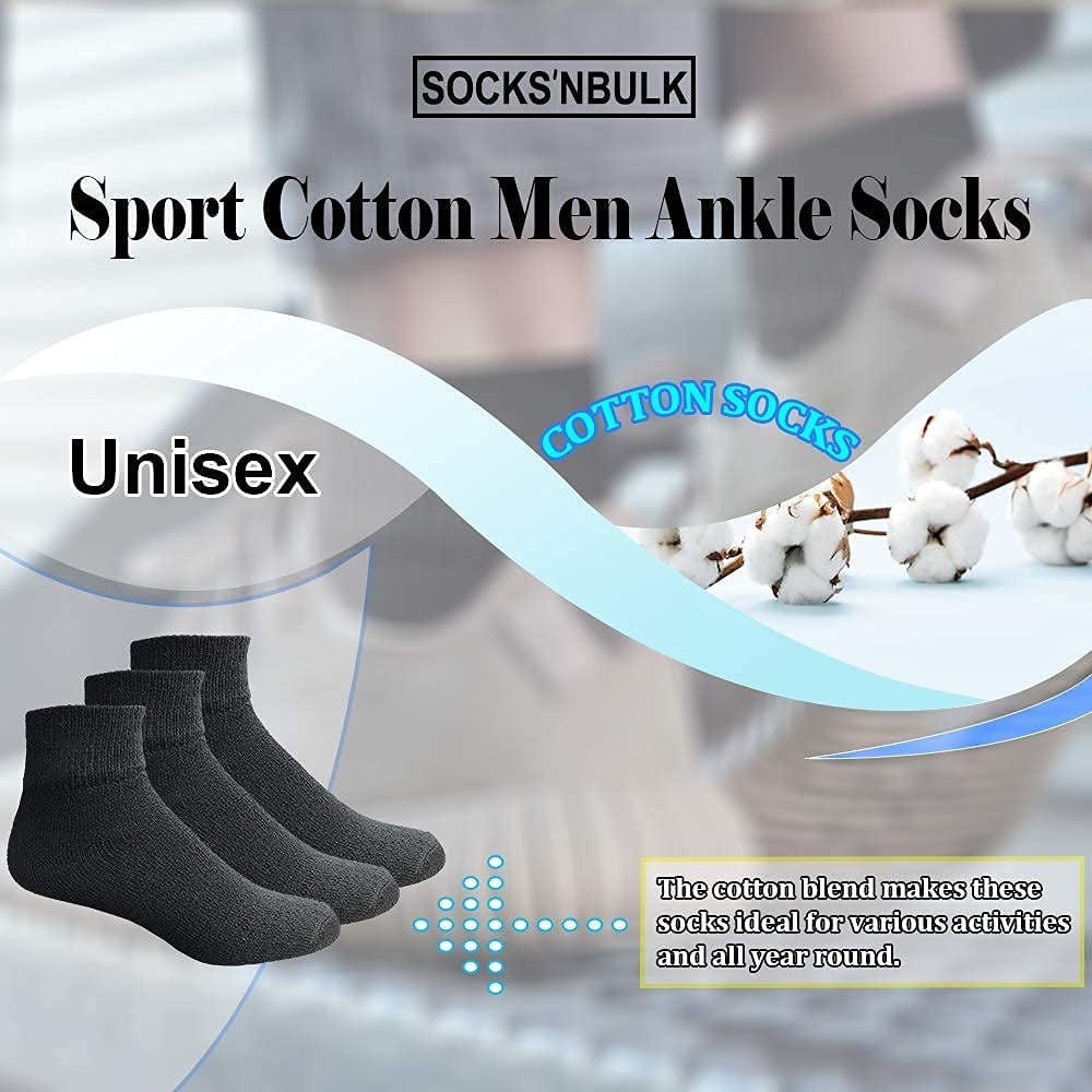 SOCKS'NBULK 60 Pairs Wholesale Bulk Sport Cotton Mens Crew, Ankle Socks, Value Deal, Size 10-13 (Mens - Black Ankle)