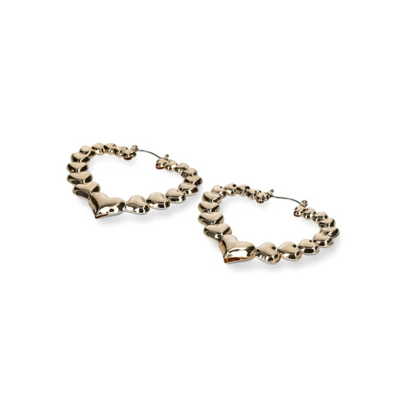 No Boundaries Gold Tone Heart Hoop Earrings, Women’s