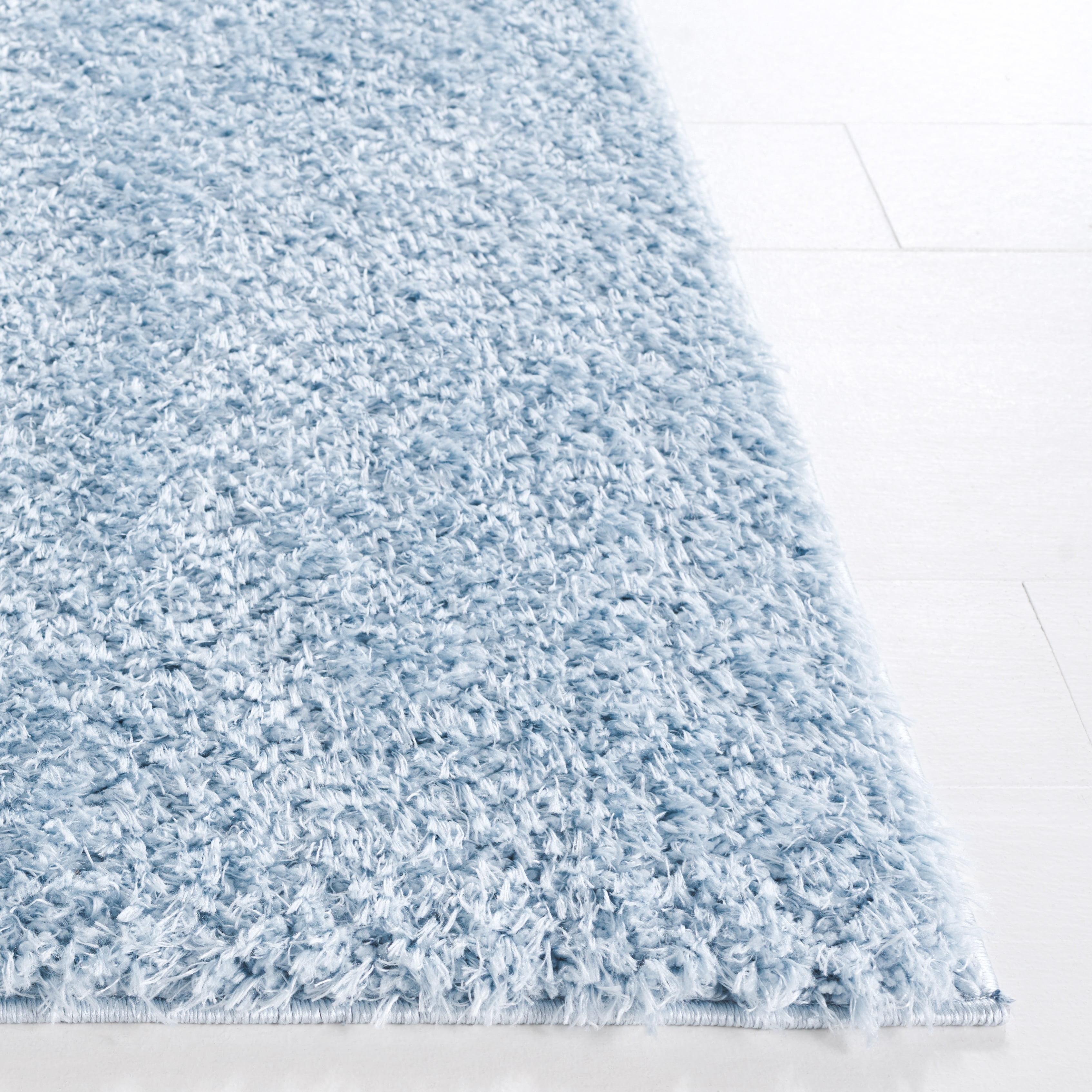 Safavieh Lindsay Deborah Solid Polyester Shag Area Rug, Aqua, 10' x 14'
