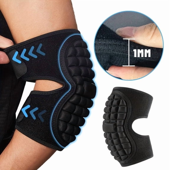 1 Piece Adjustable Padded Elbow Pad, EVA Cushion Elbow Protector with Hook-and-Loop Straps for Basketball, Volleyball, Wrestling, Cycling and Sports Training