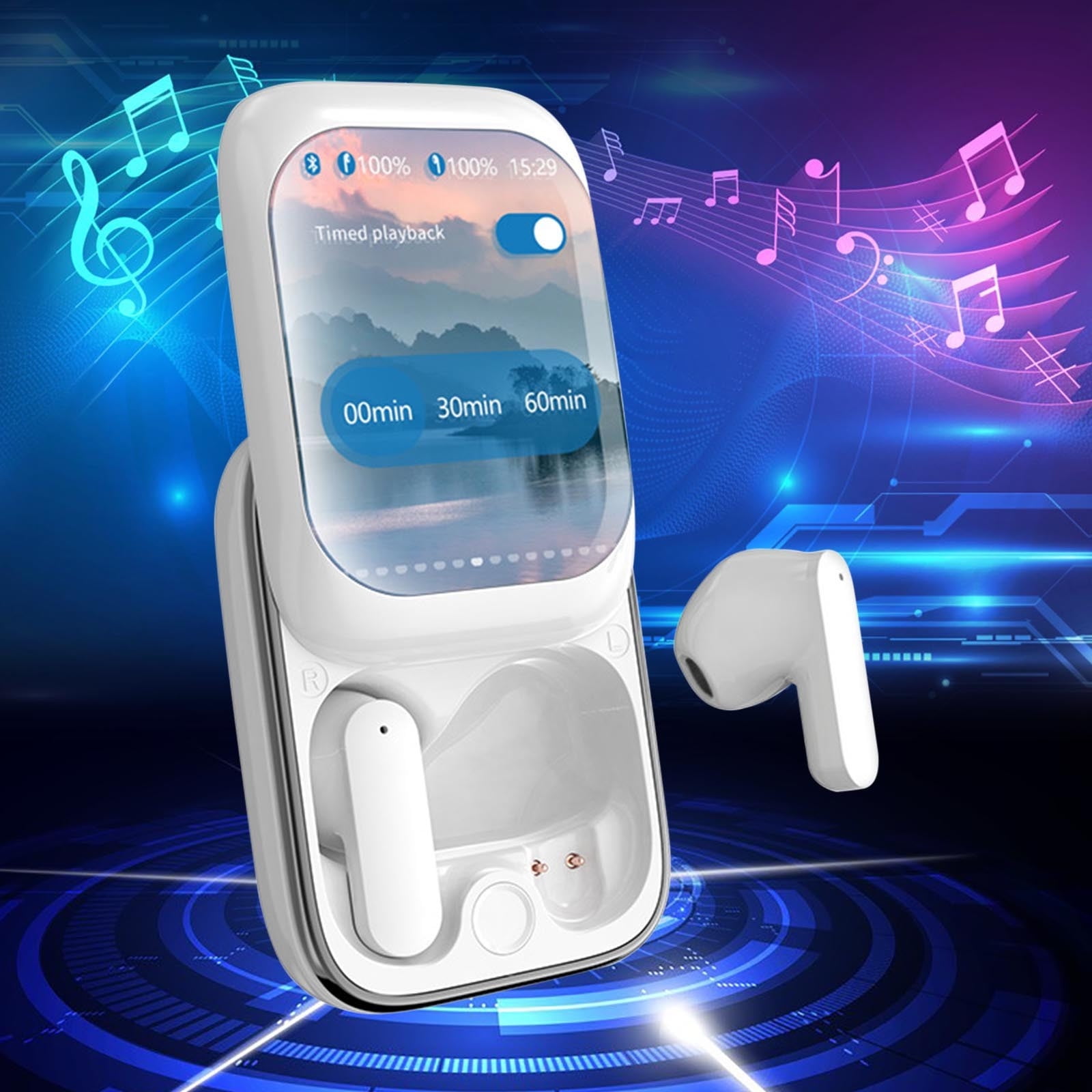 asxite Wireless Earbuds,Bluetooth Headset HD Display Screen Noise Reduction Long Battery Life True Wireless Headset Khaki