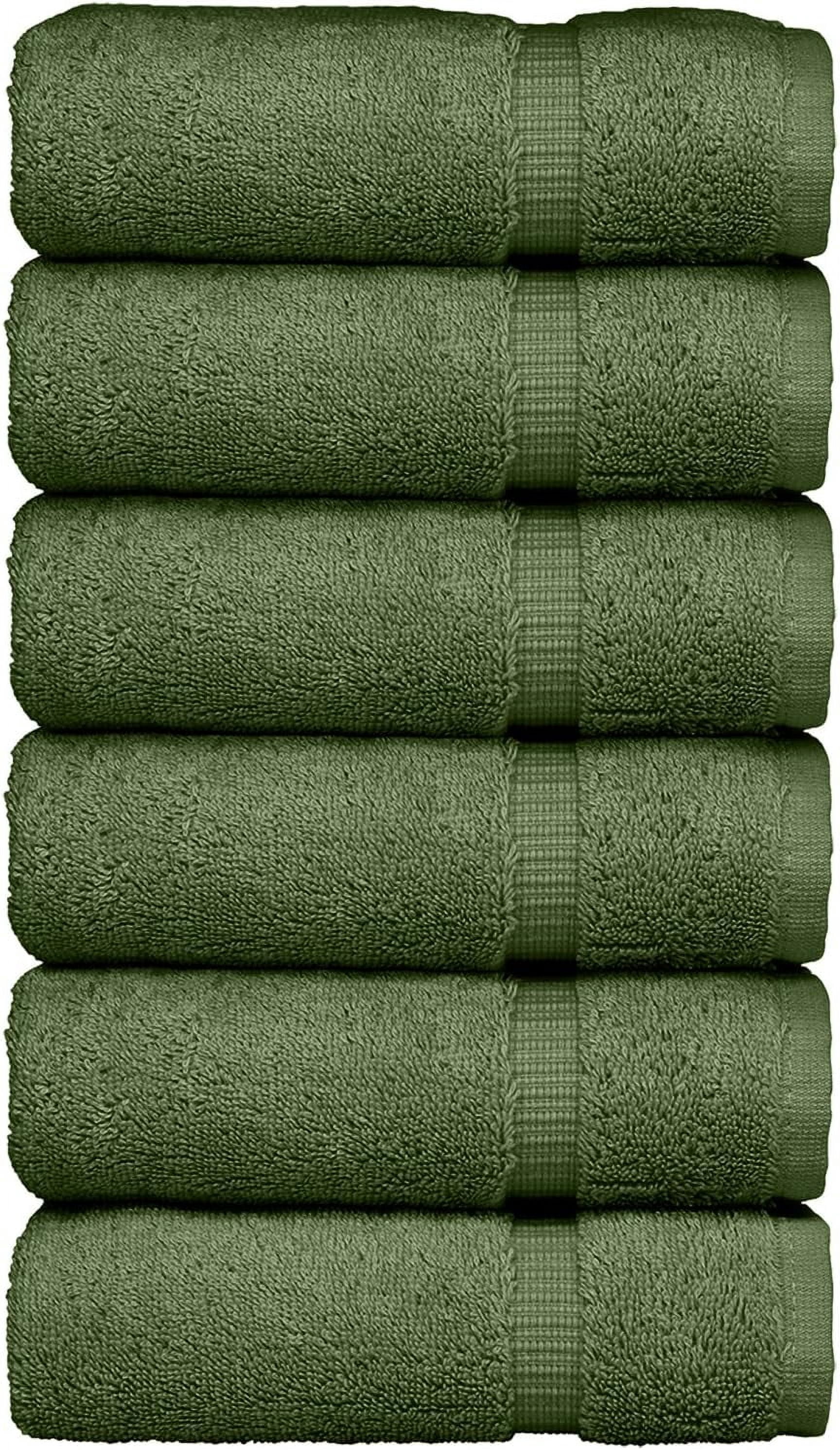 Luxury Hotel &  Collection, 100% Turkish Cotton 700 GSM Cloth, for Body wash, Makeup Remover & Cleaning, Baby, face, Dobby Border Soft washcloths Towel Set 13" X 13", Moss, Set of 6