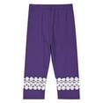 thumbnail image 3 of LIIPEE Girls Boys Sports Leggings Pants Summer Casual Comfortable Solid Color Lace Trim Stretchy Elastic Waist Calf-Length Pants Toddler Leisure Beach Pants,Dark Purple,5-6 Years, 3 of 3
