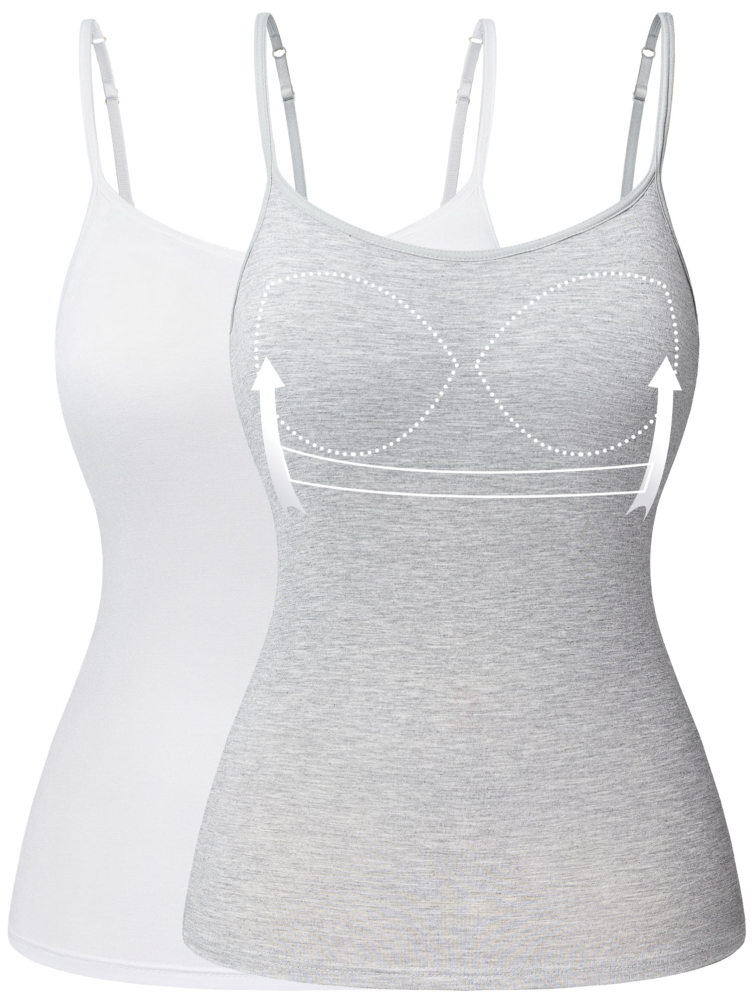 VASLANDA Women's Cotton Camisole Adjustable Strap Tank Tops with Built