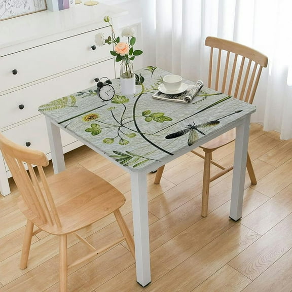 BANET Square Vinyl Oilcloth Tablecloth Water Resistant/Oil-Proof Wipeable Tablecloths for Kitchen Small - Grass White white