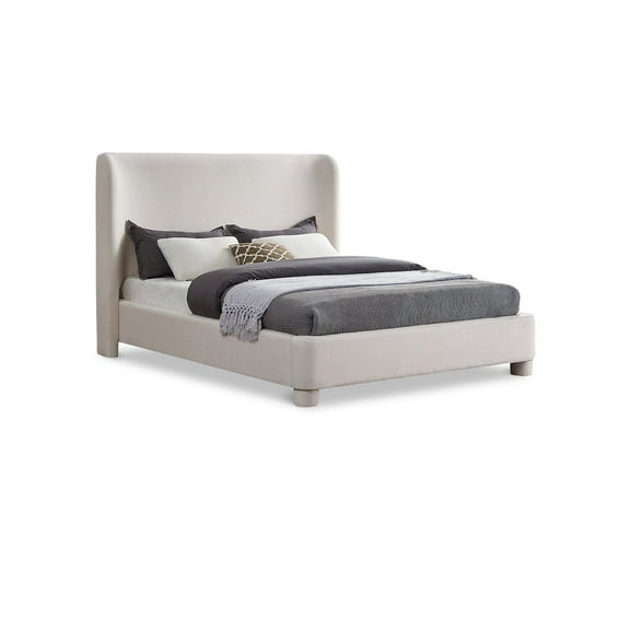 Meridian Furniture Penny Cream Linen Textured Fabric King Bed