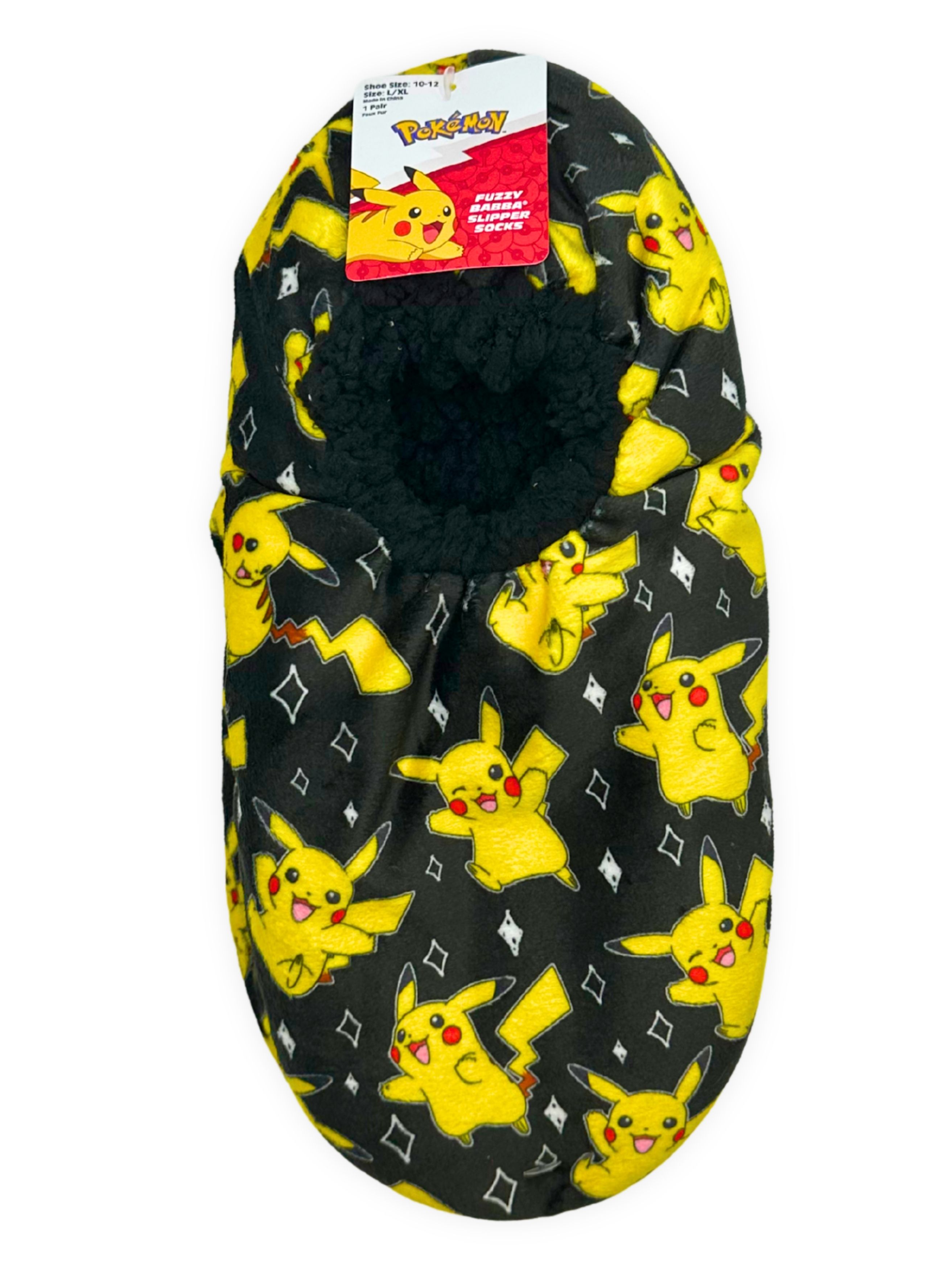 Pokemon Men's Fuzzy Babba Slipper Socks, 1-Pack, Sizes M/L & L/XL