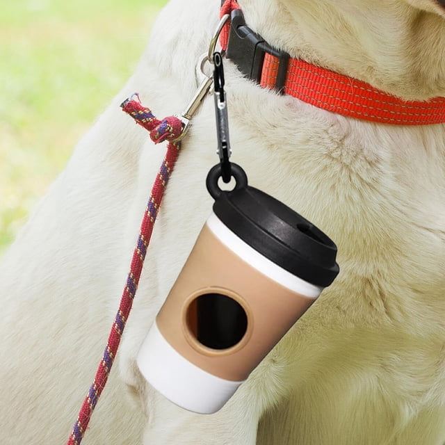 Pet Supplies Dog Bag Holder Coffee Cup Poop Bag Dispenser and Carabiner Clip Organizer for Outdoor Walking and Travel Pet Garbage for Cats and Dogs Convenient Leash Accessory