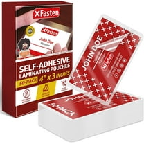XFasten Self-Adhesive Laminating Pouches, 4" x 3", 50 Pack, Clear, Photo Size