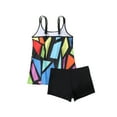 thumbnail image 5 of 2Pcs Swimsuit for Women Tankini Set Swimwear Shirt + Shorts Rainbow/Geometry/Butterfly Print Swimming Tops Trousers Suit, 5 of 6