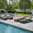 thumbnail image 3 of Opohoro Adjustable Outdoor Rattan Wicker Chaise Lounge Set of 4, Outdoor Reclining Chairs for Garden Pool Backyard Deck, Gray, 3 of 11