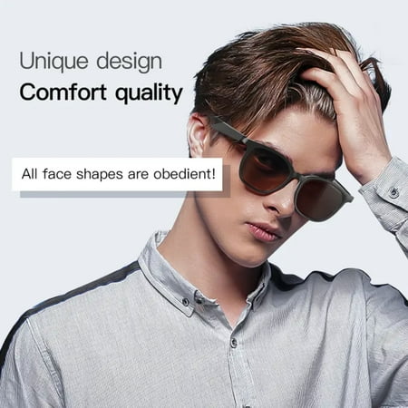 

SHZNSJWDKJ Wireless Smart Bone Conduction Audio Glasses with Touch Control Magnetic Charging - Bluetooth 5.0 Voice Assistant Compatible for IOS/Android/Windows - Built-in Mic & Speakers