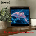 thumbnail image 5 of , Glowing Pink Blue Dolphin Transparent Marine Life Canvas Wall Art - Modern Ocean-Themed Painting with Pink Flowers, Wrap-Around Wood Frame for Living Room., 5 of 9