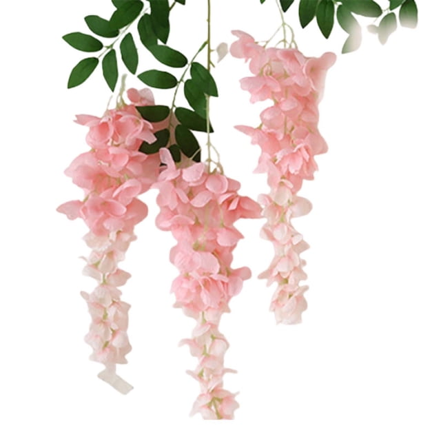 Simulación de flores de glicina ramas largas Flores de plástico Flores de seda Sala de estar interior colgante Flor Vides Foto Decoración