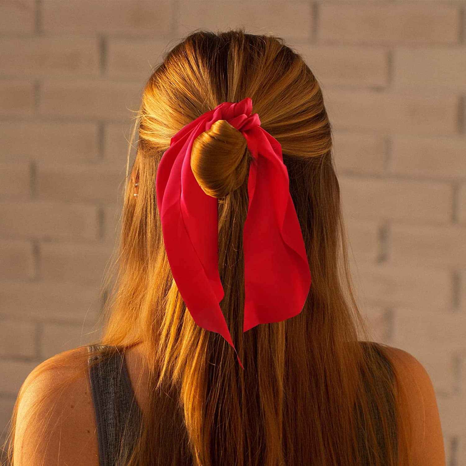 marimaricollection Red Bandana Ribbon Hair Ponies - Girls Bandana Hair Tie - Bandana - Girls Cute Hair Accessory - Red Ribbon for Hair - Country Girl Hair Pony