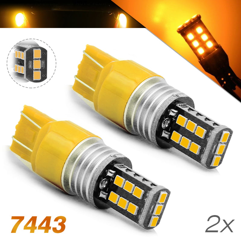2x 7443 7440 Amber Yellow 16-LED DRL Front Turn Signal Parking LED Light Bulbs 