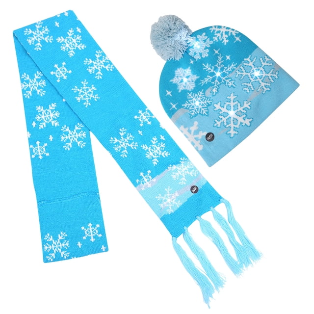 Decoraciones de Halloween, adornos de Halloween, regalos de Halloween, gorro navideño con luz LED, conjunto de gorro y bufanda de punto, tocado navideño cálido de invierno, kits de pañuelo para niños