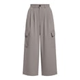 thumbnail image 3 of Women's High Waisted Cargo Pants Solid Color Loose With Pockets Casual Work Culotte Pants, 3 of 8