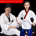 thumbnail image 1 of Verano blanco algodón tamaño artes marciales autodefensa transpirable color sólido niños taekwondo adornado uniformes de taekwondo, 1 of 2